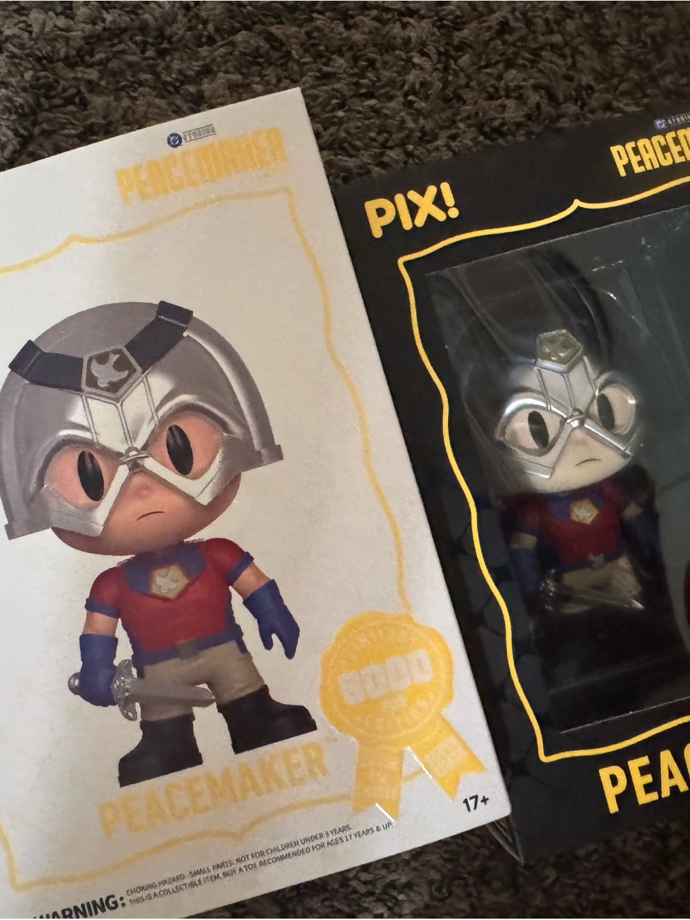 Funko Peacemaker PIX! Figure - Silver Helmet, Red Shirt, Blue Gloves